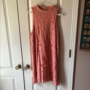 Pink Lace Sleeveless Dress